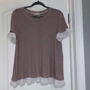 burgundy striped altered state t-shirt